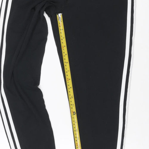 adidas Women Black UK 18 Track Pants Side Stripe Sports Trousers