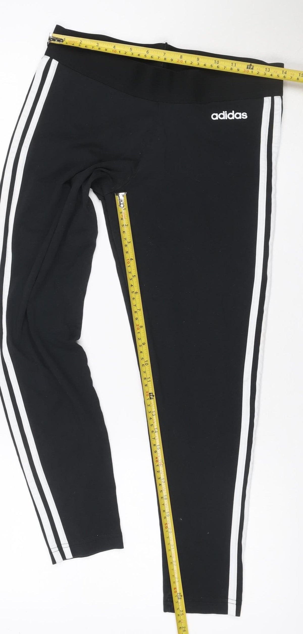 adidas Women Black UK 18 Track Pants Side Stripe Sports Trousers