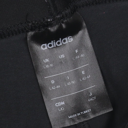 adidas Women Black UK 18 Track Pants Side Stripe Sports Trousers