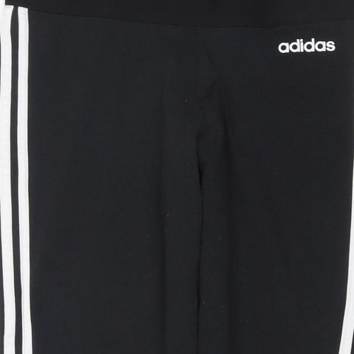 adidas Women Black UK 18 Track Pants Side Stripe Sports Trousers