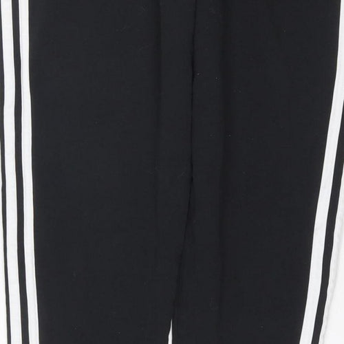 adidas Women Black UK 18 Track Pants Side Stripe Sports Trousers