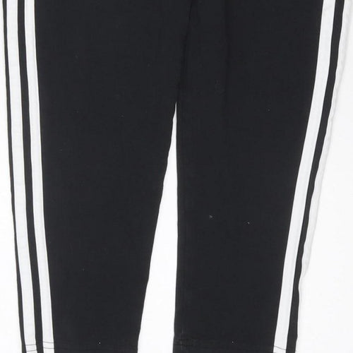 adidas Women Black UK 18 Track Pants Side Stripe Sports Trousers