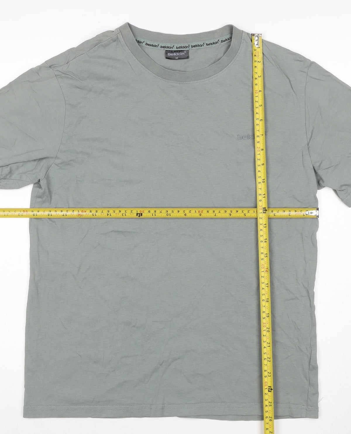 Bekkin Unisex Adults Grey M Basic Crew Neck Short Sleeve T-Shirt