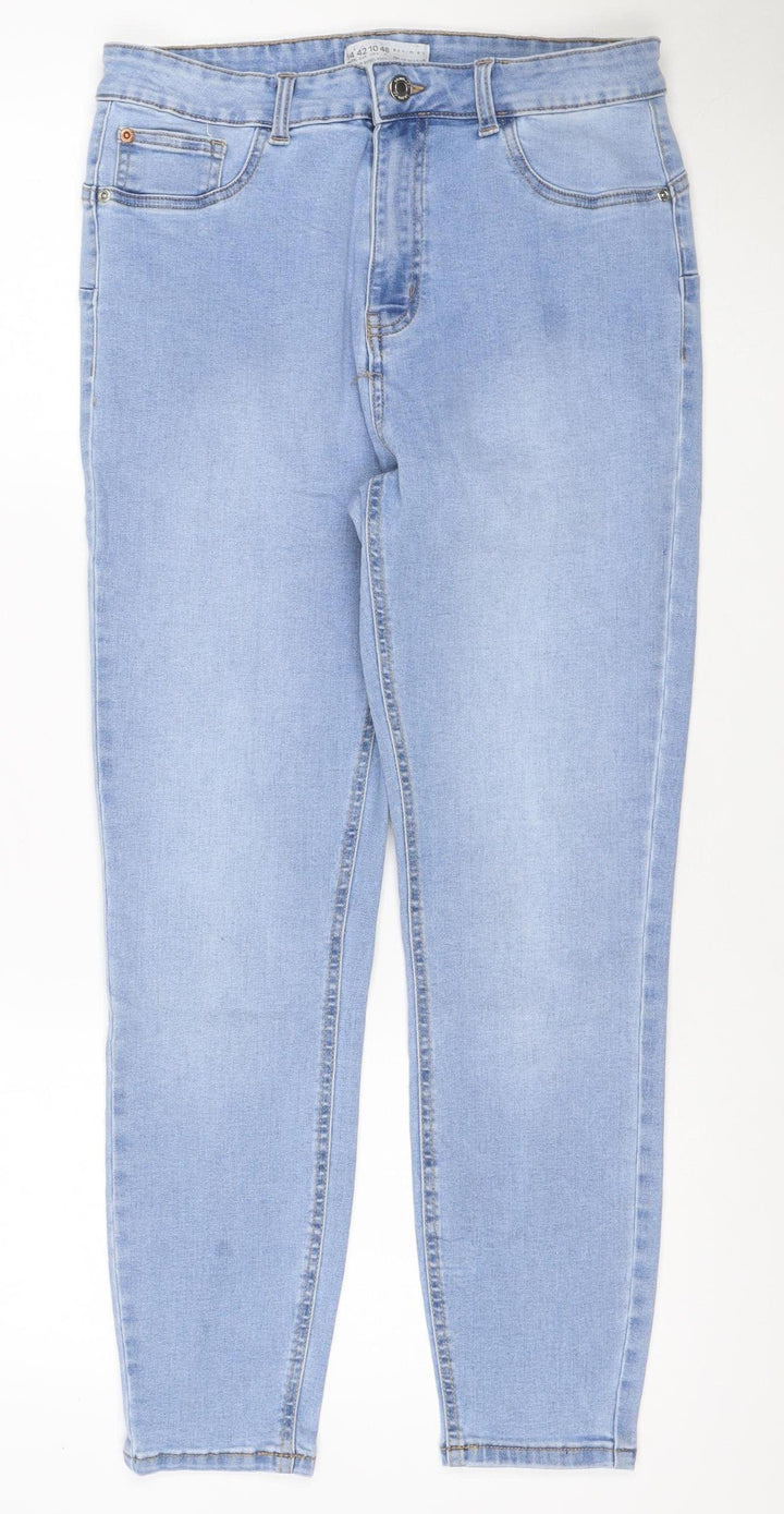 Denim Co Women Blue UK 14 High Rise Straight Stretch Jeans