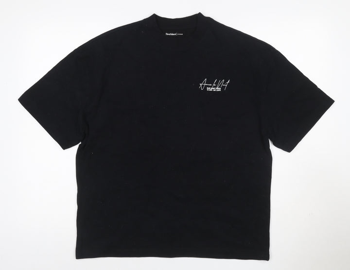 River Island Men Black S Paris Graphic Print Crew Neck T-Shirt