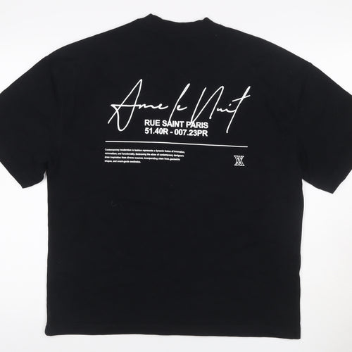 River Island Men Black S Paris Graphic Print Crew Neck T-Shirt