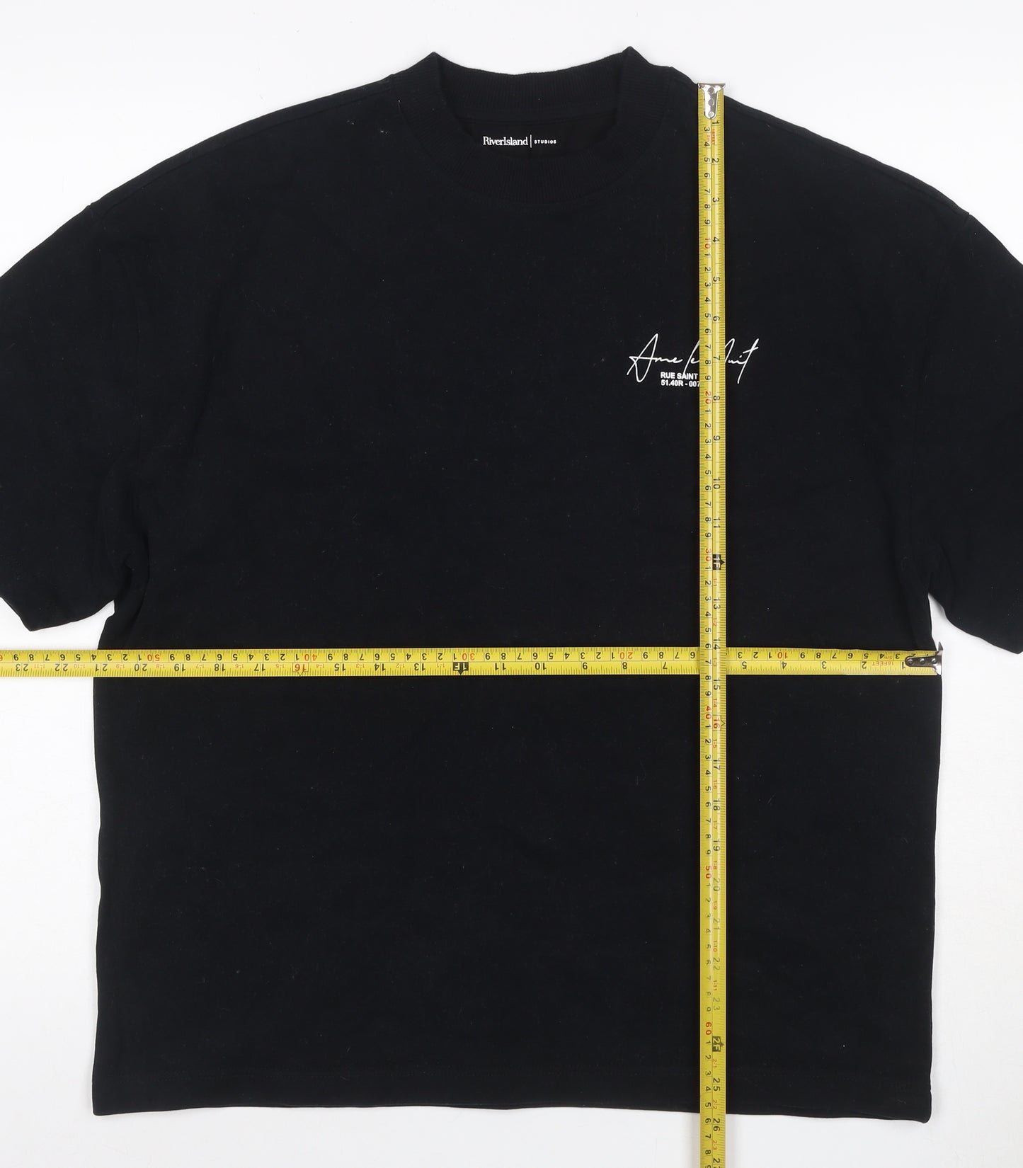 River Island Men Black S Paris Graphic Print Crew Neck T-Shirt