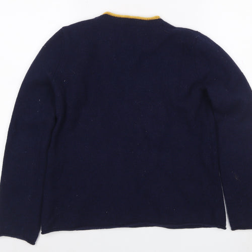 Heyton Women’s Blue Multicolour Size 12 Lambswool Slogan Jumper