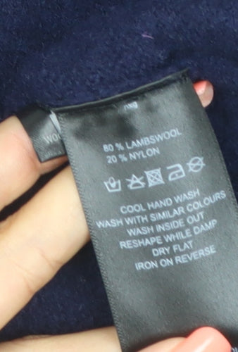 Heyton Women’s Blue Multicolour Size 12 Lambswool Slogan Jumper