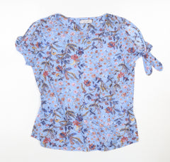 M&S Per Una Women Blue Floral Tie Sleeve Blouse UK 12