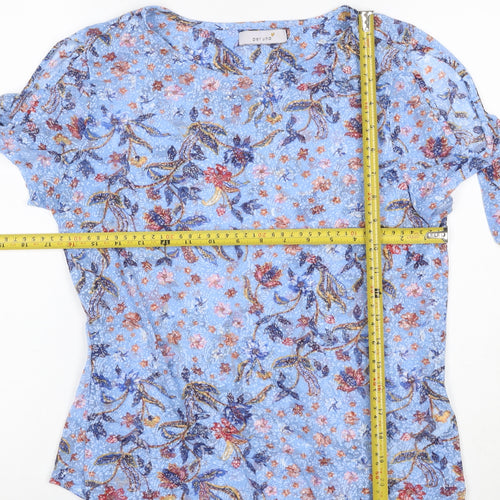 M&S Per Una Women Blue Floral Tie Sleeve Blouse UK 12