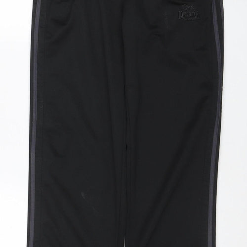 Lonsdale Men's Black S Track Pants Elastic Waist Zip Pockets