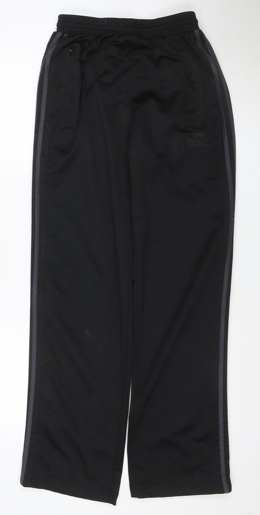 Lonsdale Men's Black S Track Pants Elastic Waist Zip Pockets