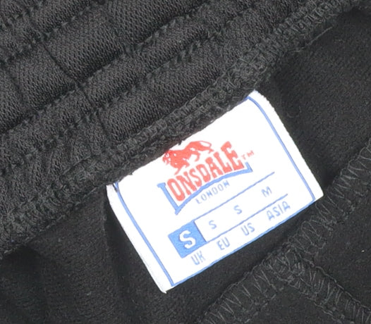 Lonsdale Men's Black S Track Pants Elastic Waist Zip Pockets