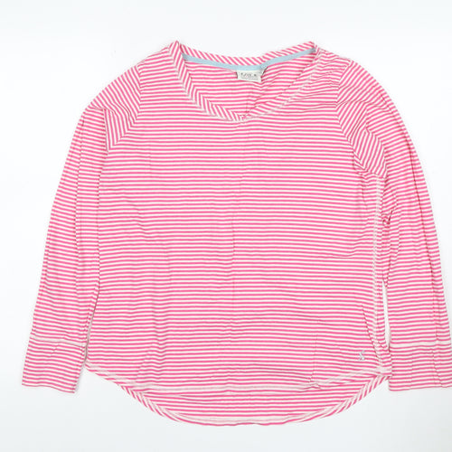 Joules Women’s Pink Striped Cotton Jersey V-Neck Tunic Top UK 14