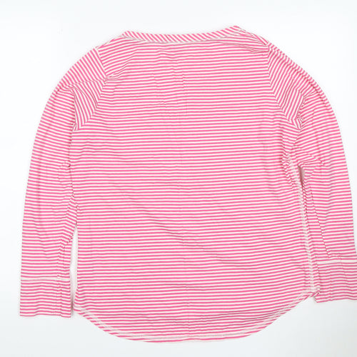 Joules Women’s Pink Striped Cotton Jersey V-Neck Tunic Top UK 14