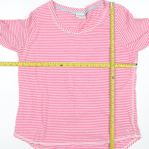 Joules Women’s Pink Striped Cotton Jersey V-Neck Tunic Top UK 14