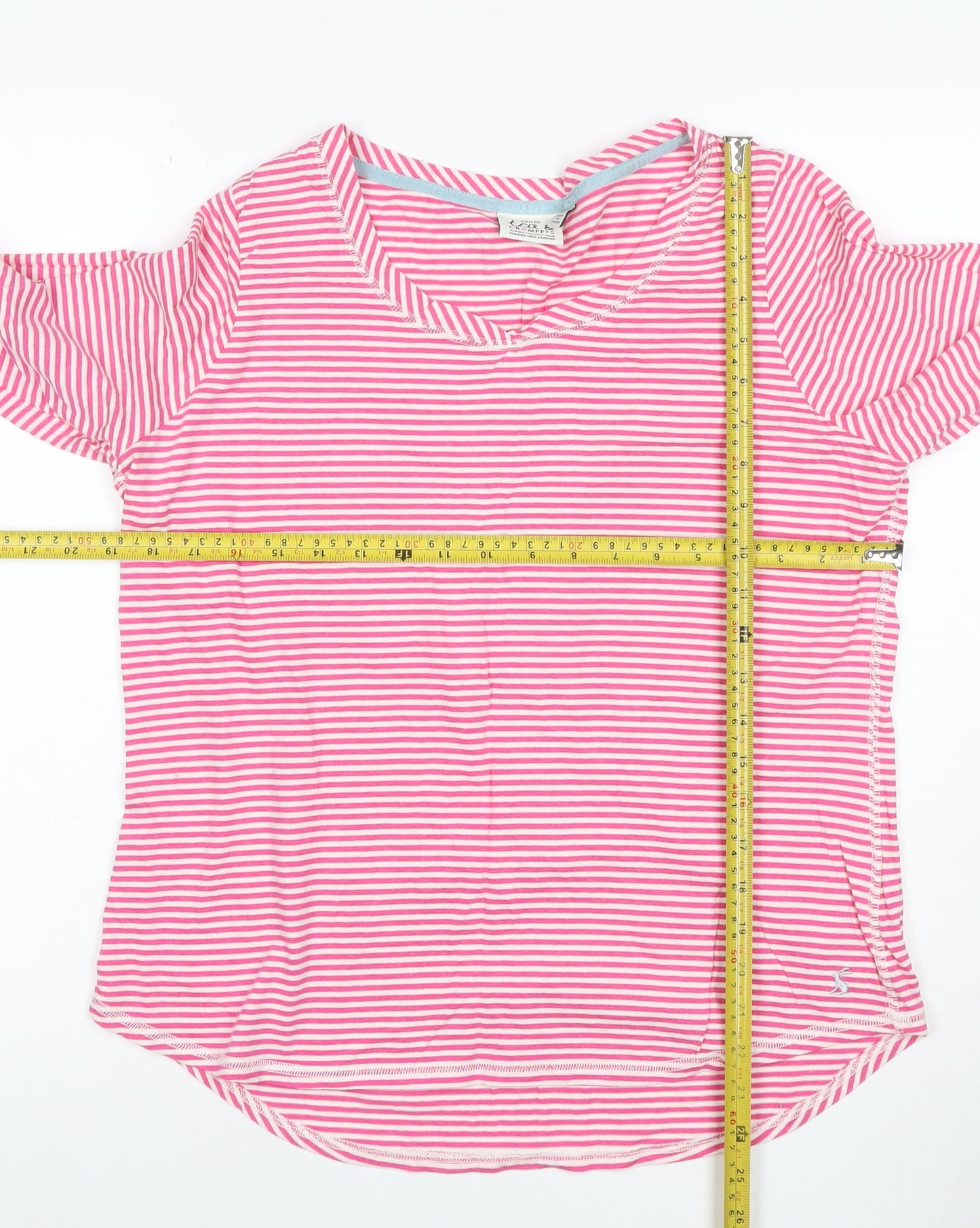 Joules Women’s Pink Striped Cotton Jersey V-Neck Tunic Top UK 14