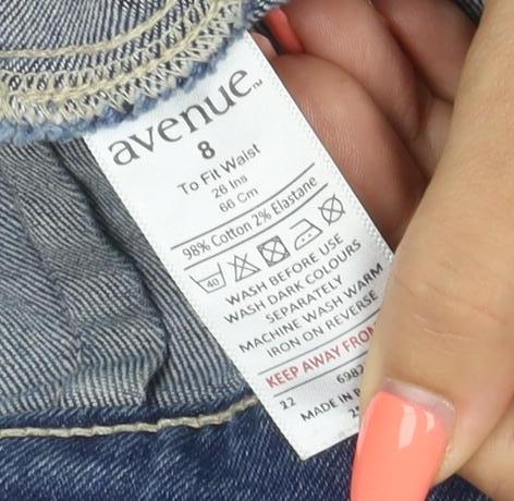 Avenue Women Blue Denim A-Line Mini Skirt Size 8 Button Pockets