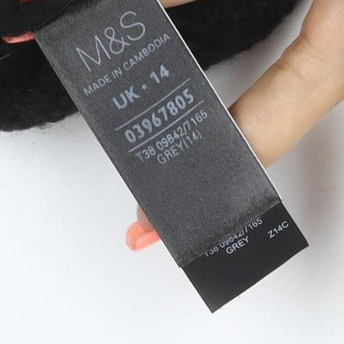 Marks and Spencer Women Black UK 14 Dog Motif Wool Blend Jumper