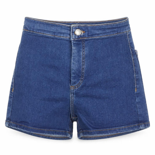 Topshop MOTO Women’s Blue Denim Hot Pants Shorts UK 6 High Rise Stretch