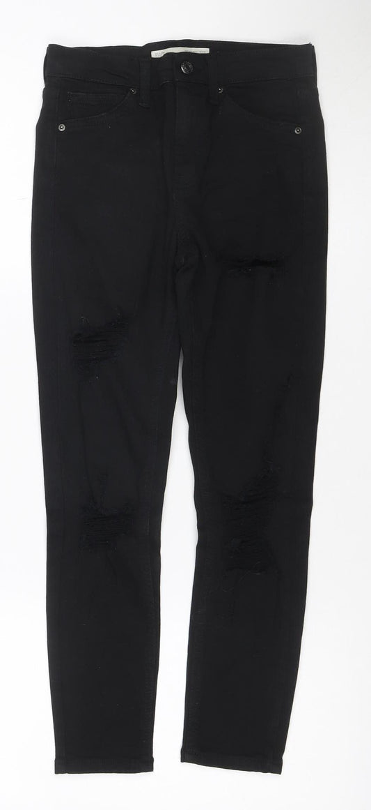 Topshop Jamie Women’s Black UK 6 Petite High Rise Distressed Skinny Jeans