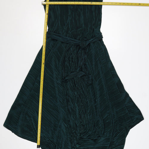 Roman Women Green UK 12 Asymmetric Pleated A-Line Party Dress