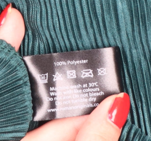 Roman Women Green UK 12 Asymmetric Pleated A-Line Party Dress