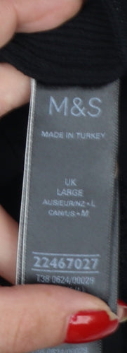 Marks and Spencer Women Black Large Sleeveless V-Neck Lace Tunic Top
