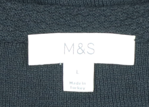 Marks and Spencer Women Black Large Sleeveless V-Neck Lace Tunic Top