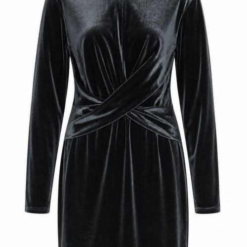 Topshop Women Black UK 10 Velvet Bodycon High Neck Party Dress