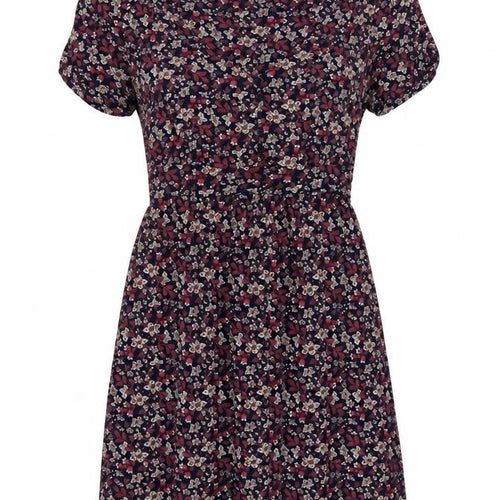 Fat Face Women Blue Floral Fit & Flare Short Sleeve Dress UK 14