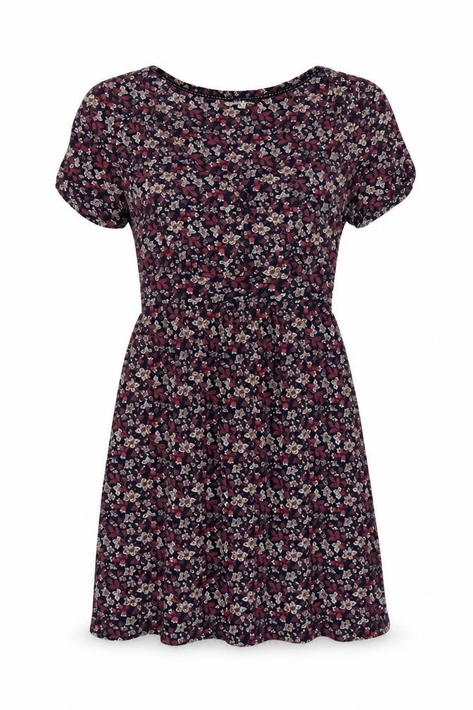 FatFace Women Blue Floral Fit & Flare Short Sleeve Dress UK 14