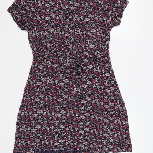 Fat Face Women Blue Floral Fit & Flare Short Sleeve Dress UK 14