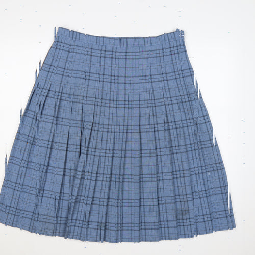 Honor Milburn EWM Women Blue Plaid Pleated Knee Length Skirt UK 16