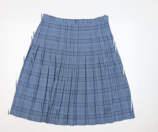 Honor Milburn EWM Women Blue Plaid Pleated Knee Length Skirt UK 16