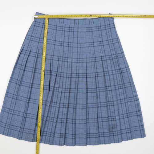 Honor Milburn EWM Women Blue Plaid Pleated Knee Length Skirt UK 16