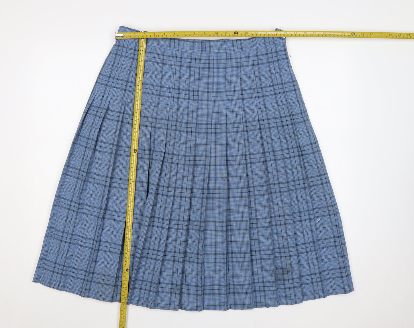 Honor Milburn EWM Women Blue Plaid Pleated Knee Length Skirt UK 16