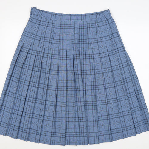 Honor Milburn EWM Women Blue Plaid Pleated Knee Length Skirt UK 16