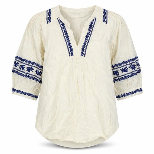 Marks & Spencer Women Ivory UK 14 Boho Embroidered Cotton Tunic Blouse