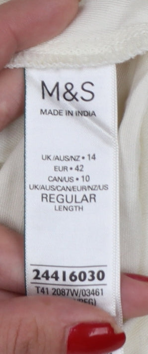 Marks & Spencer Women Ivory UK 14 Boho Embroidered Cotton Tunic Blouse