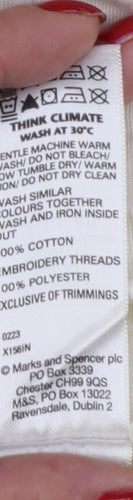 Marks & Spencer Women Ivory UK 14 Boho Embroidered Cotton Tunic Blouse