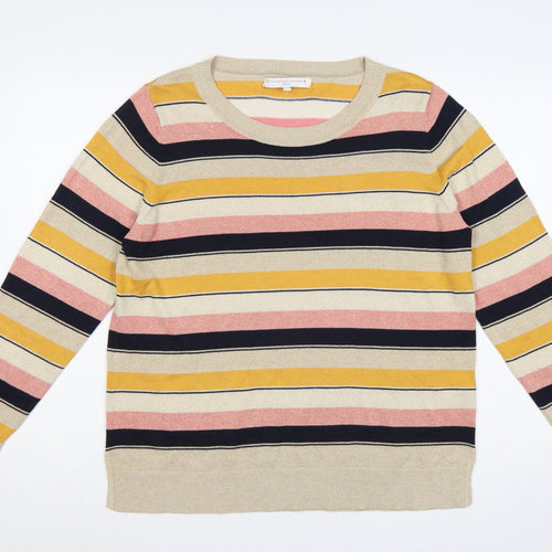 Next Women Multicoloured UK 16 Striped Crew Neck Knit Glitter Jumper