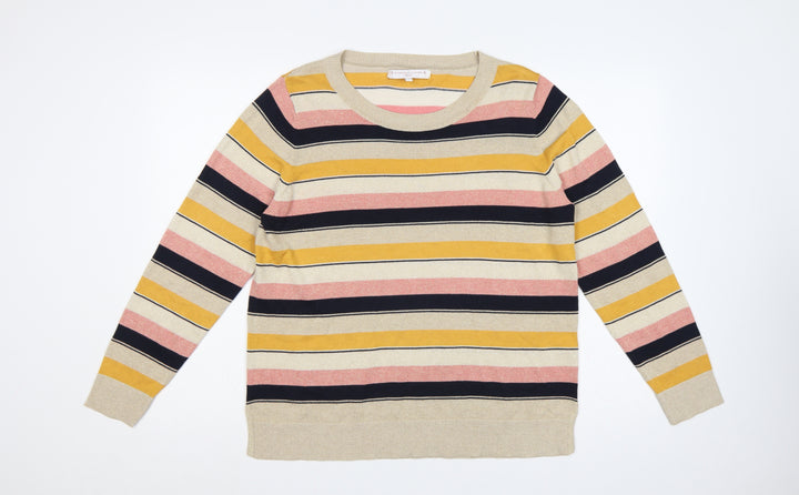 Next Women Multicoloured UK 16 Striped Crew Neck Knit Glitter Jumper