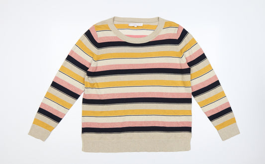 Next Women Multicoloured UK 16 Striped Crew Neck Knit Glitter Jumper
