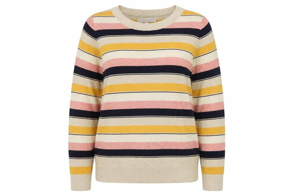 Next Women Multicoloured UK 16 Striped Crew Neck Knit Glitter Jumper