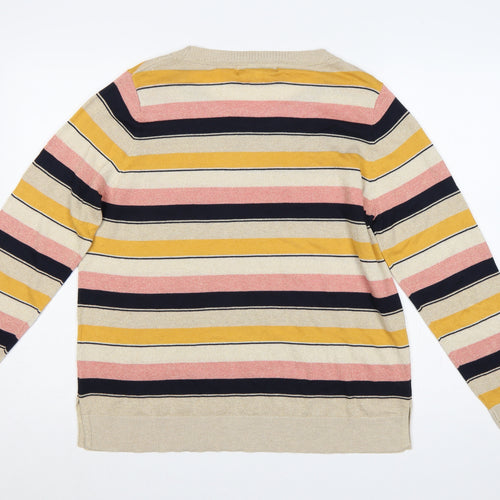 Next Women Multicoloured UK 16 Striped Crew Neck Knit Glitter Jumper