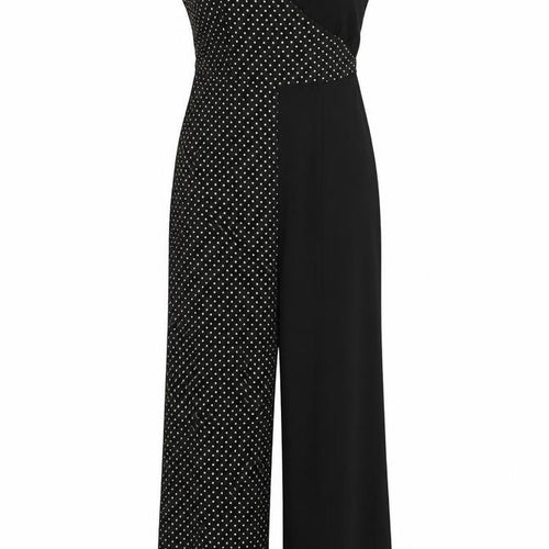 Topshop Women Black Polka Dot Wide-Leg Strappy Jumpsuit UK 10
