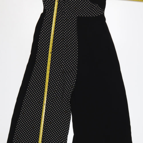 Topshop Women Black Polka Dot Wide-Leg Strappy Jumpsuit UK 10