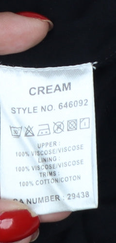 Cream Women Black Blue Embroidered Shift Dress UK 12 3/4 Sleeve